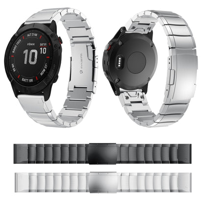 For Garmin Fenix 6X Pro 26mm Tortoise Shell Stainless Steel Watch Band(Sliver) by bashfashion