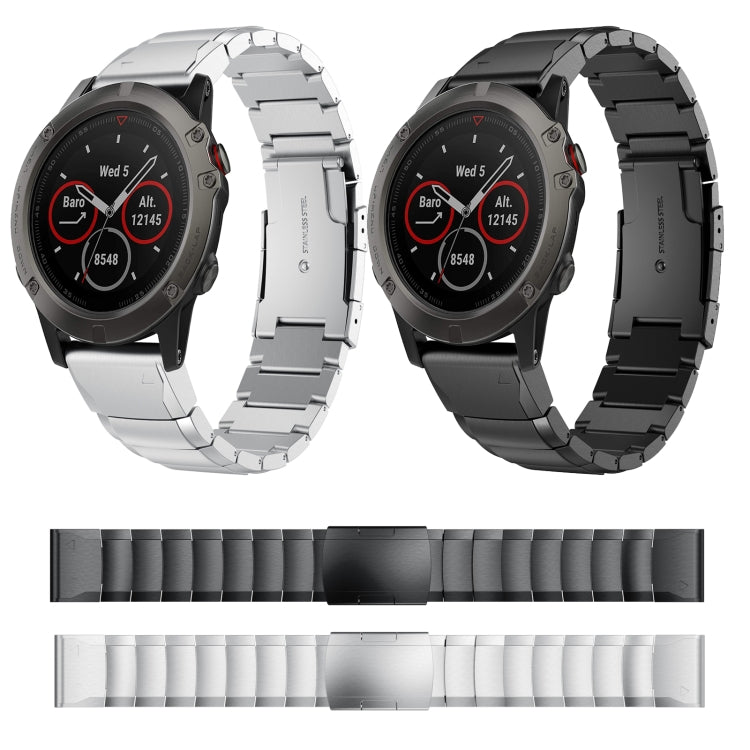 For Garmin Fenix 5X Sapphire 26mm Tortoise Shell Stainless Steel Watch Band(Sliver) by bashfashion