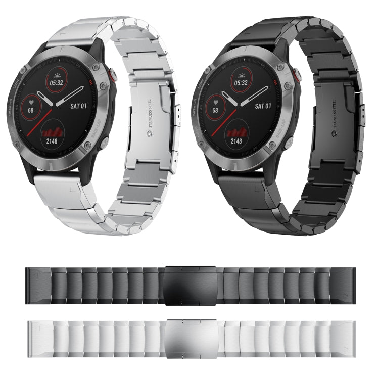 For Garmin Fenix 5X Plus 26mm Tortoise Shell Stainless Steel Watch Band(Sliver) by bashfashion