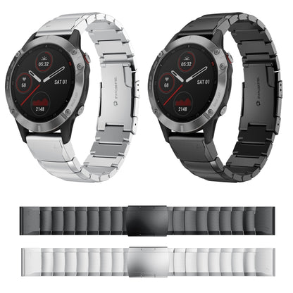 For Garmin Fenix 5X Plus 26mm Tortoise Shell Stainless Steel Watch Band(Sliver) by bashfashion