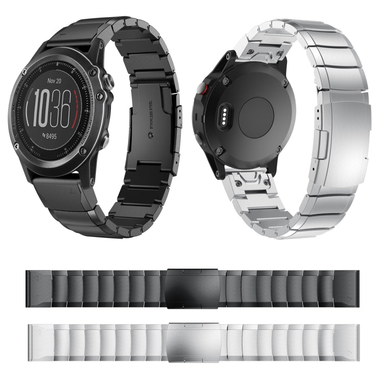 For Garmin Fenix 3 26mm Tortoise Shell Stainless Steel Watch Band(Sliver) by bashfashion