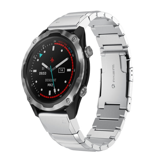 For Garmin Descent MK 2 26mm Tortoise Shell Stainless Steel Watch Band(Sliver) by bashfashion