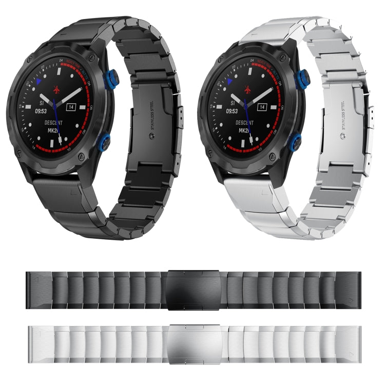 For Garmin Descent MK 2 26mm Tortoise Shell Stainless Steel Watch Band(Sliver) by bashfashion