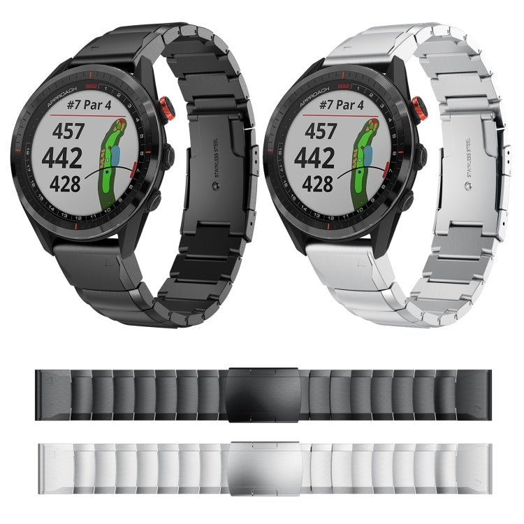 For Garmin Approach S62 22mm Tortoise Shell Stainless Steel Watch Band(Silver) by bashfashion