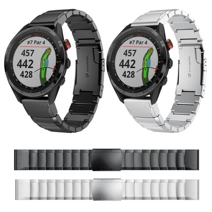 For Garmin Approach S62 22mm Tortoise Shell Stainless Steel Watch Band(Silver) by bashfashion