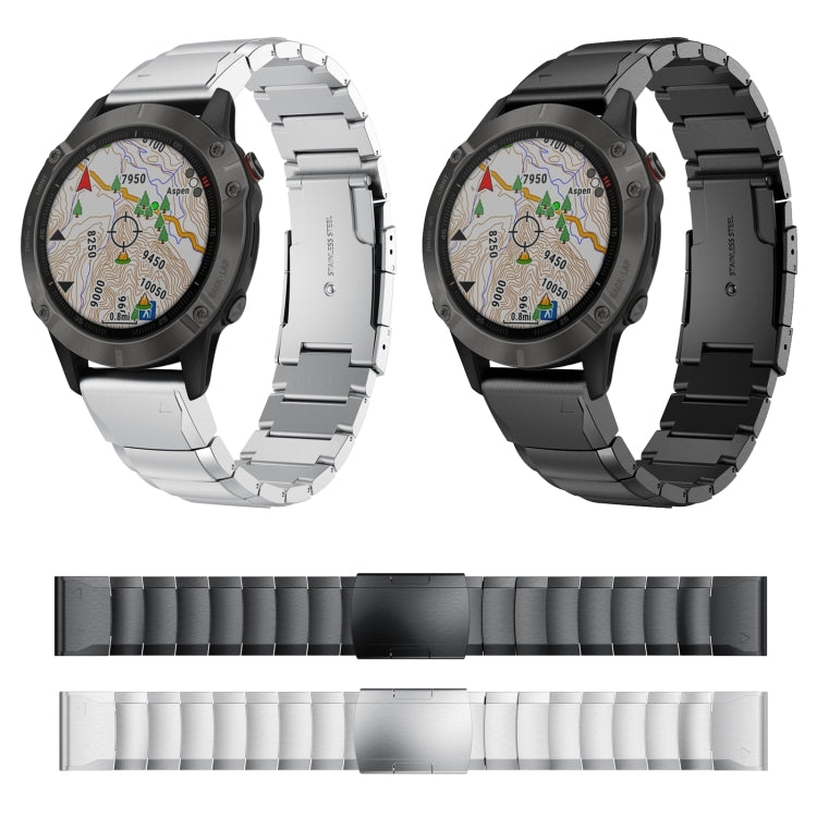 For Garmin Fenix 6 GPS 22mm Tortoise Shell Stainless Steel Watch Band(Silver) by bashfashion