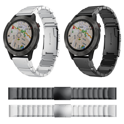 For Garmin Fenix 6 GPS 22mm Tortoise Shell Stainless Steel Watch Band(Silver) by bashfashion