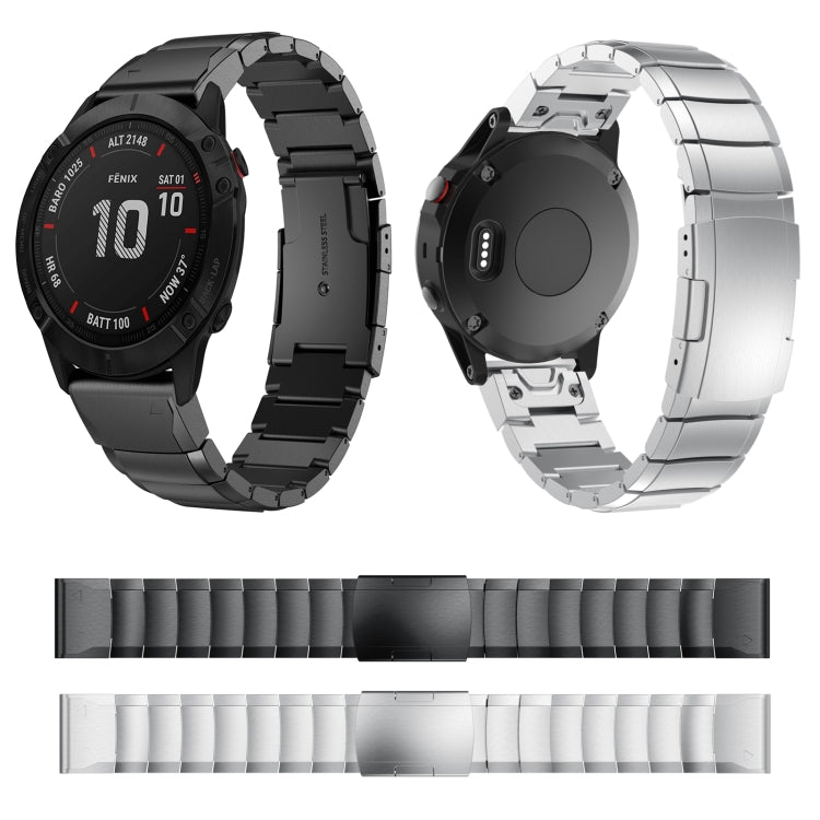 For Garmin Fenix 6 Pro GPS 22mm Tortoise Shell Stainless Steel Watch Band(Silver) by bashfashion