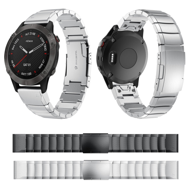 For Garmin Fenix 6 Sapphire GPS 22mm Tortoise Shell Stainless Steel Watch Band(Silver) by bashfashion