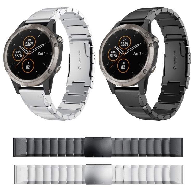 For Garmin Fenix 5 Plus 22mm Tortoise Shell Stainless Steel Watch Band(Silver) by bashfashion