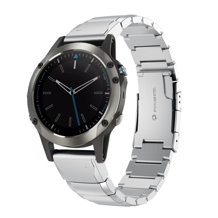 For Garmin Quatix 5 22mm Tortoise Shell Stainless Steel Watch Band(Silver) by bashfashion