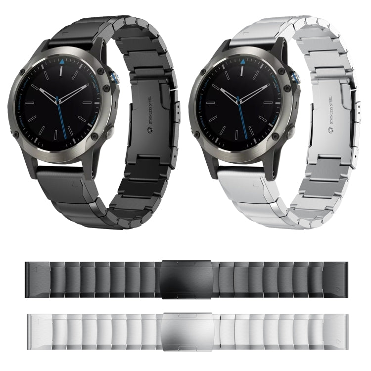 For Garmin Quatix 5 22mm Tortoise Shell Stainless Steel Watch Band(Silver) by bashfashion