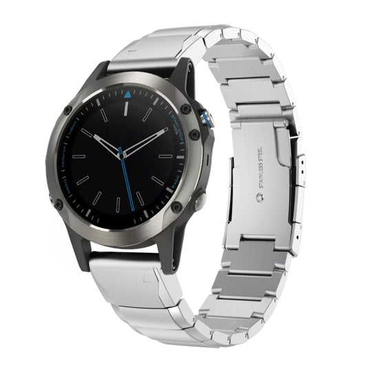 For Garmin Quatix 5 Sapphire 22mm Tortoise Shell Stainless Steel Watch Band(Silver) by bashfashion