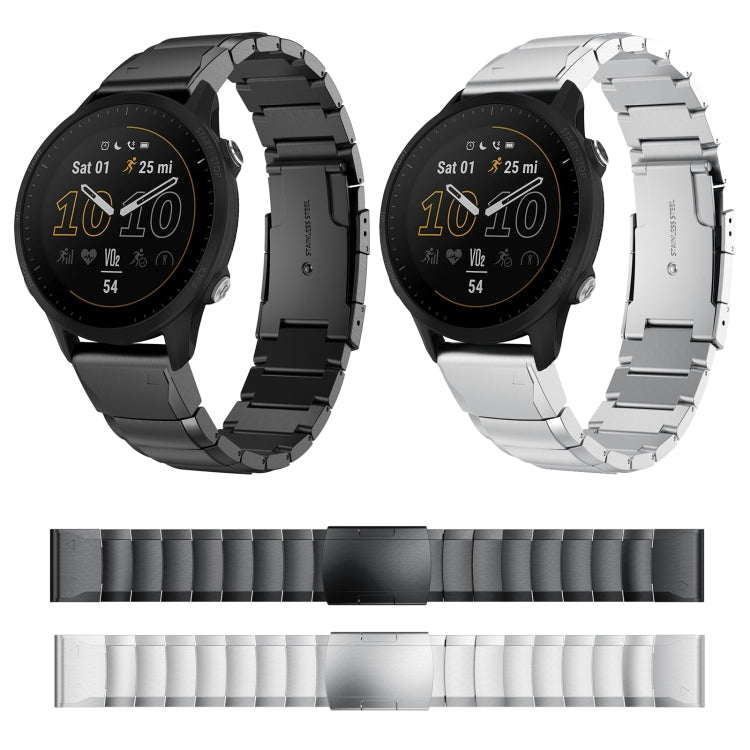 For Garmin Forerunner 955 22mm Tortoise Shell Stainless Steel Watch Band(Silver) by bashfashion