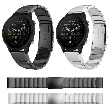 For Garmin Forerunner 955 22mm Tortoise Shell Stainless Steel Watch Band(Silver) by bashfashion