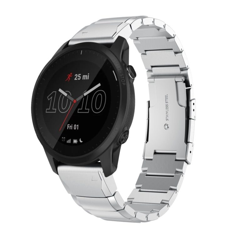 For Garmin Forerunner 945 22mm Tortoise Shell Stainless Steel Watch Band(Silver) by bashfashion