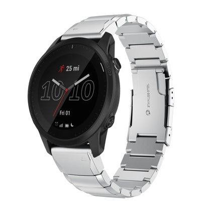 For Garmin Forerunner 945 22mm Tortoise Shell Stainless Steel Watch Band(Silver) by bashfashion