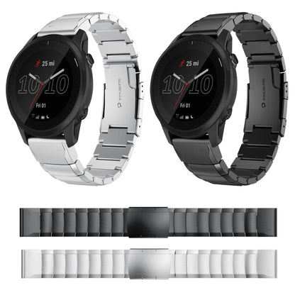 For Garmin Forerunner 945 22mm Tortoise Shell Stainless Steel Watch Band(Silver) by bashfashion