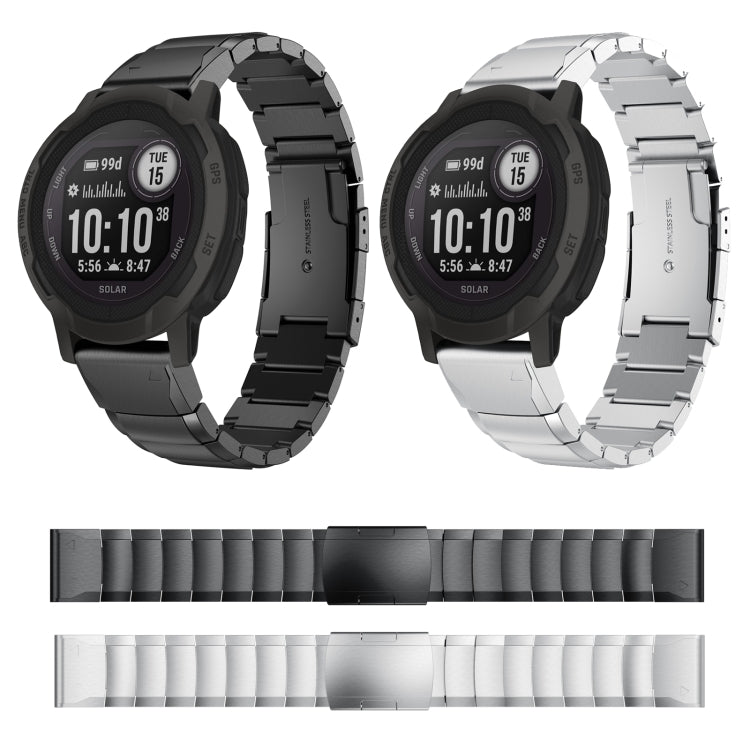 For Garmin Instinct 2 22mm Tortoise Shell Stainless Steel Watch Band(Silver) by bashfashion