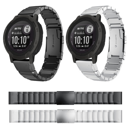 For Garmin Instinct 2 22mm Tortoise Shell Stainless Steel Watch Band(Silver) by bashfashion