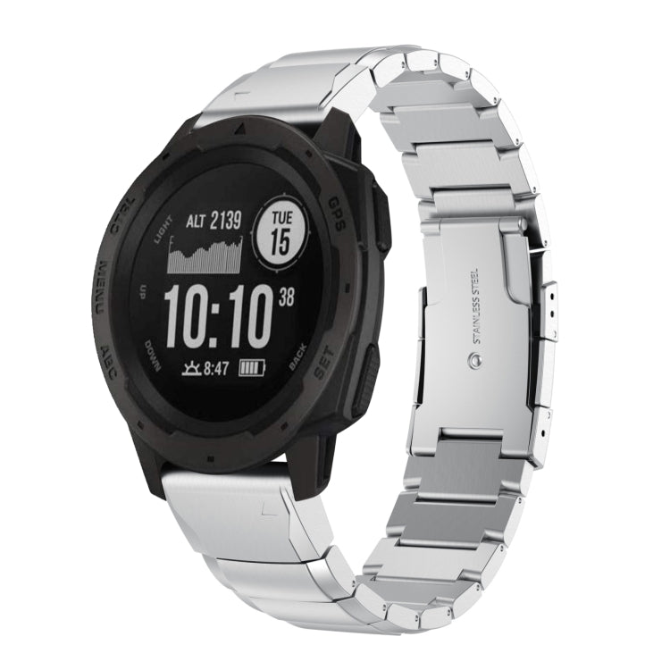 For Garmin Instinct 22mm Tortoise Shell Stainless Steel Watch Band(Silver) by bashfashion