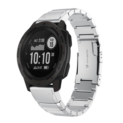 For Garmin Instinct 22mm Tortoise Shell Stainless Steel Watch Band(Silver) by bashfashion