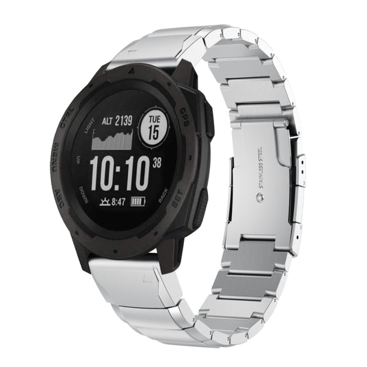 For Garmin Instinct 22mm Tortoise Shell Stainless Steel Watch Band(Silver) by bashfashion