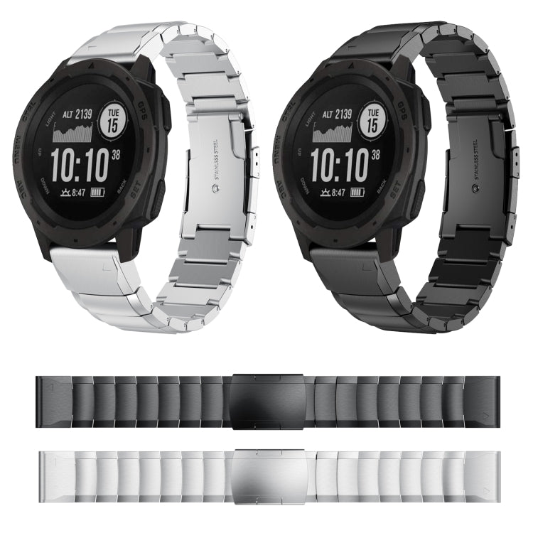 For Garmin Instinct 22mm Tortoise Shell Stainless Steel Watch Band(Silver) by bashfashion