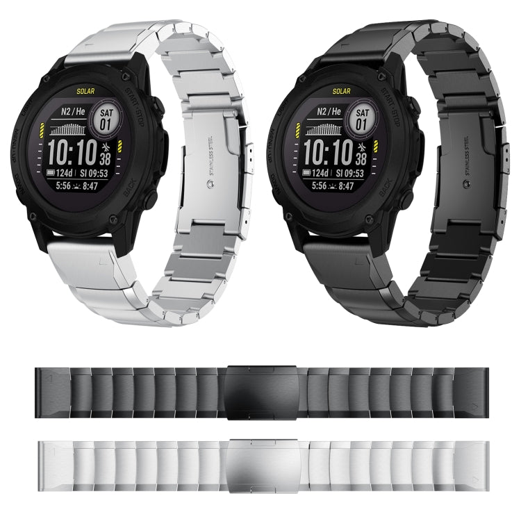 For Garmin Descent G1 22mm Tortoise Shell Stainless Steel Watch Band(Silver) by bashfashion