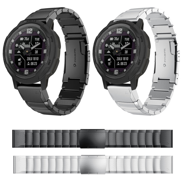 For Garmin Instinct Crossover 22mm Tortoise Shell Stainless Steel Watch Band(Silver) by bashfashion