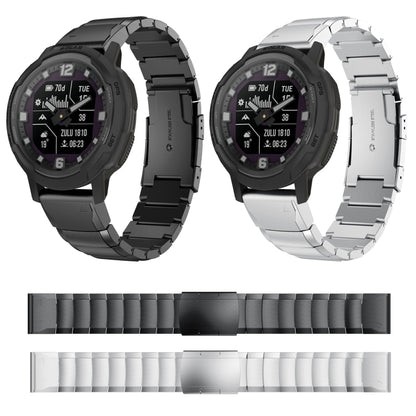 For Garmin Instinct Crossover 22mm Tortoise Shell Stainless Steel Watch Band(Silver) by bashfashion