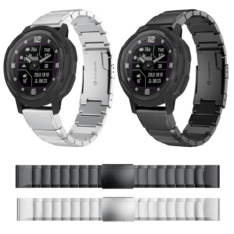 For Garmin Instinct Crossover Solar 22mm Tortoise Shell Stainless Steel Watch Band(Silver) by bashfashion