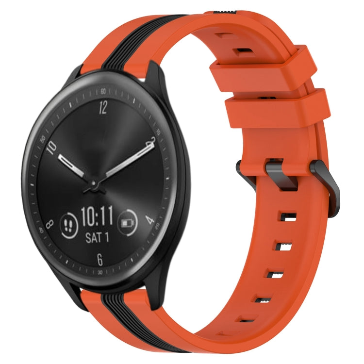 For Garmin Vivomove Sport 20mm Vertical Two-Color Silicone Watch Band(Orange+Black) by bashfashion