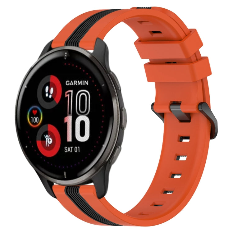 For Garmin Venu 2 Plus 20mm Vertical Two-Color Silicone Watch Band(Orange+Black) by bashfashion
