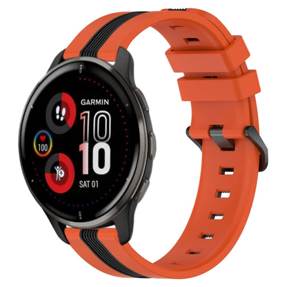 For Garmin Venu 2 Plus 20mm Vertical Two-Color Silicone Watch Band(Orange+Black) by bashfashion