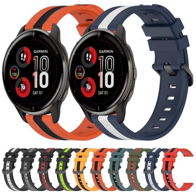 For Garmin Venu 2 Plus 20mm Vertical Two-Color Silicone Watch Band(Orange+Black) by bashfashion