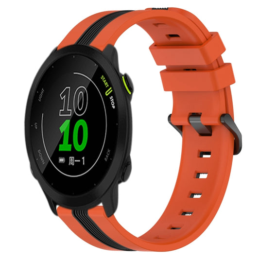 For Garmin Forerunner 158 20mm Vertical Two-Color Silicone Watch Band(Orange+Black) by bashfashion