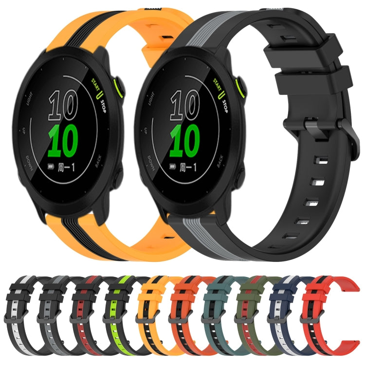 For Garmin Forerunner 158 20mm Vertical Two-Color Silicone Watch Band(Orange+Black) by bashfashion