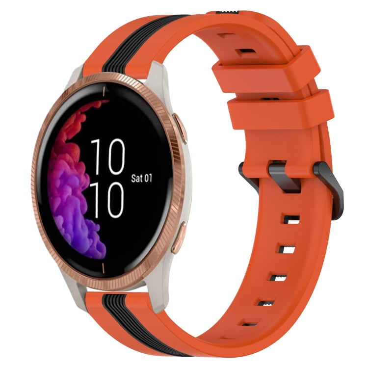 For Garmin Venu 20mm Vertical Two-Color Silicone Watch Band(Orange+Black) by bashfashion