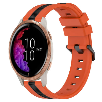 For Garmin Venu 20mm Vertical Two-Color Silicone Watch Band(Orange+Black) by bashfashion
