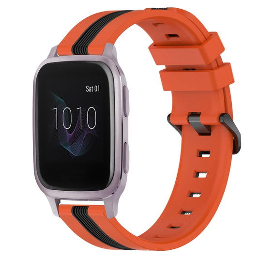 For Garmin Venu SQ 20mm Vertical Two-Color Silicone Watch Band(Orange+Black) by bashfashion