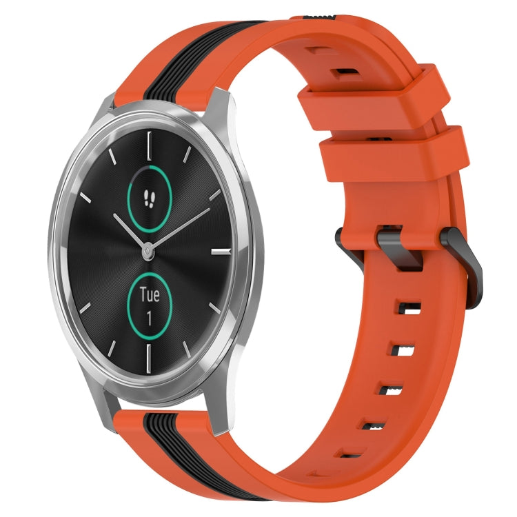 For Garmin Garminmove Luxe 20mm Vertical Two-Color Silicone Watch Band(Orange+Black) by bashfashion