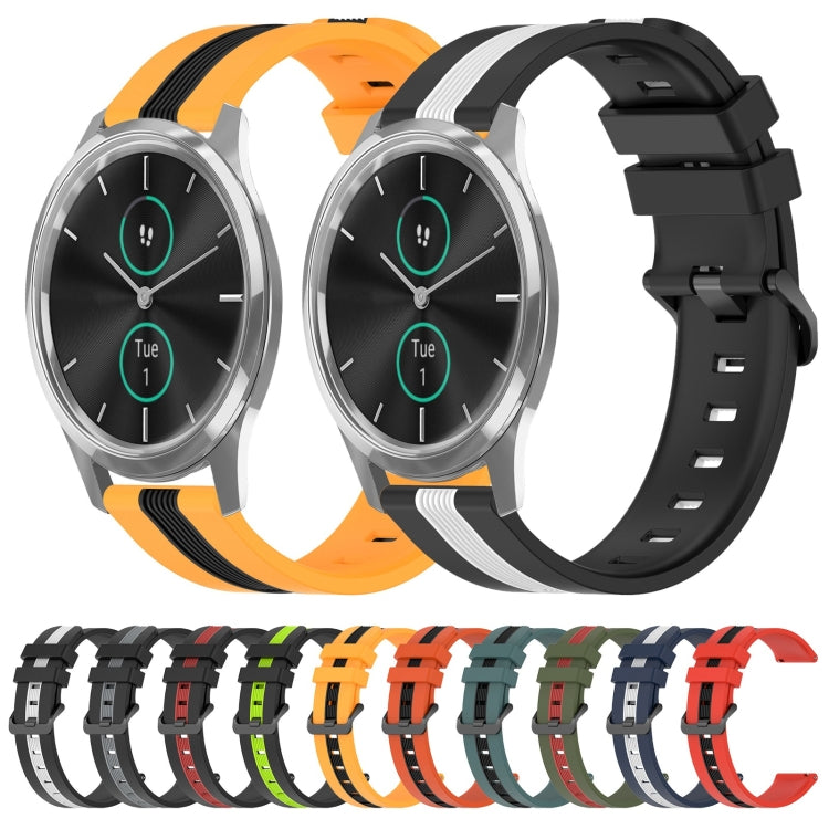 For Garmin Garminmove Luxe 20mm Vertical Two-Color Silicone Watch Band(Orange+Black) by bashfashion