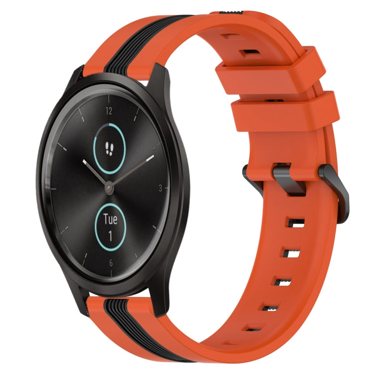 For Garmin Garminmove Style 20mm Vertical Two-Color Silicone Watch Band(Orange+Black) by bashfashion