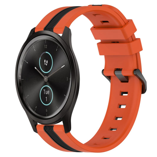 For Garmin Garminmove Style 20mm Vertical Two-Color Silicone Watch Band(Orange+Black) by bashfashion