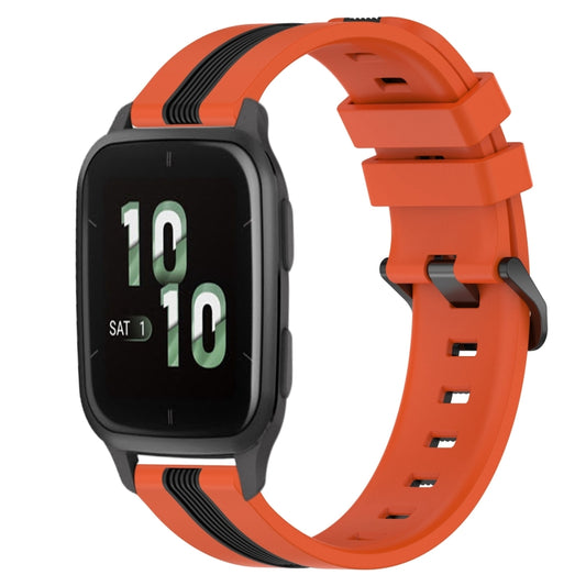 For Garmin Forerunner Sq2 20mm Vertical Two-Color Silicone Watch Band(Orange+Black) by bashfashion