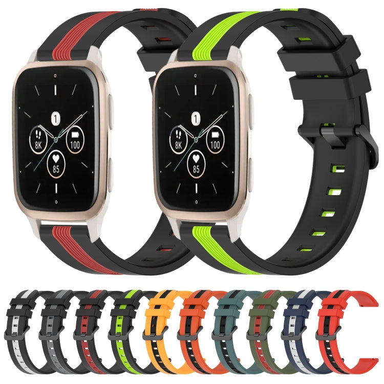 For Garmin Forerunner Sq2 Music 20mm Vertical Two-Color Silicone Watch Band(Orange+Black) by bashfashion