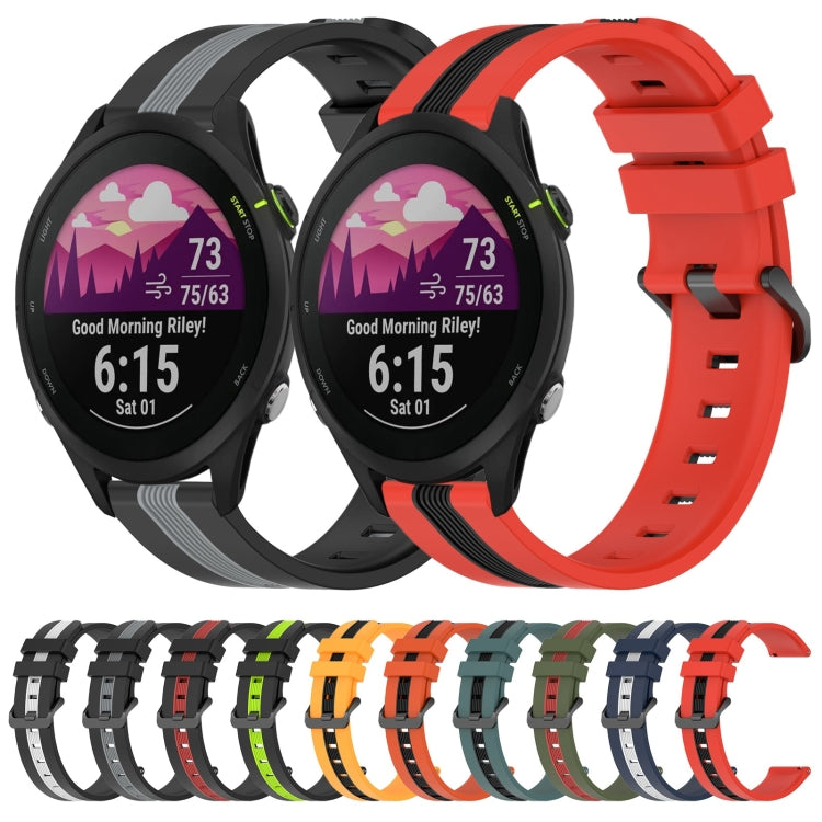 For Garmin Forerunner 255 22mm Vertical Two-Color Silicone Watch Band(Orange+Black) by bashfashion