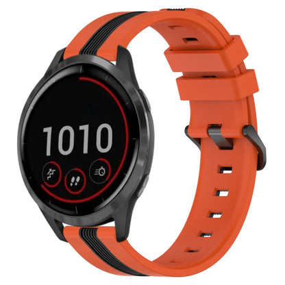 For Garmin Vivoactive 4 22mm Vertical Two-Color Silicone Watch Band(Orange+Black) by bashfashion