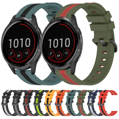 For Garmin Vivoactive 4 22mm Vertical Two-Color Silicone Watch Band(Orange+Black) by bashfashion